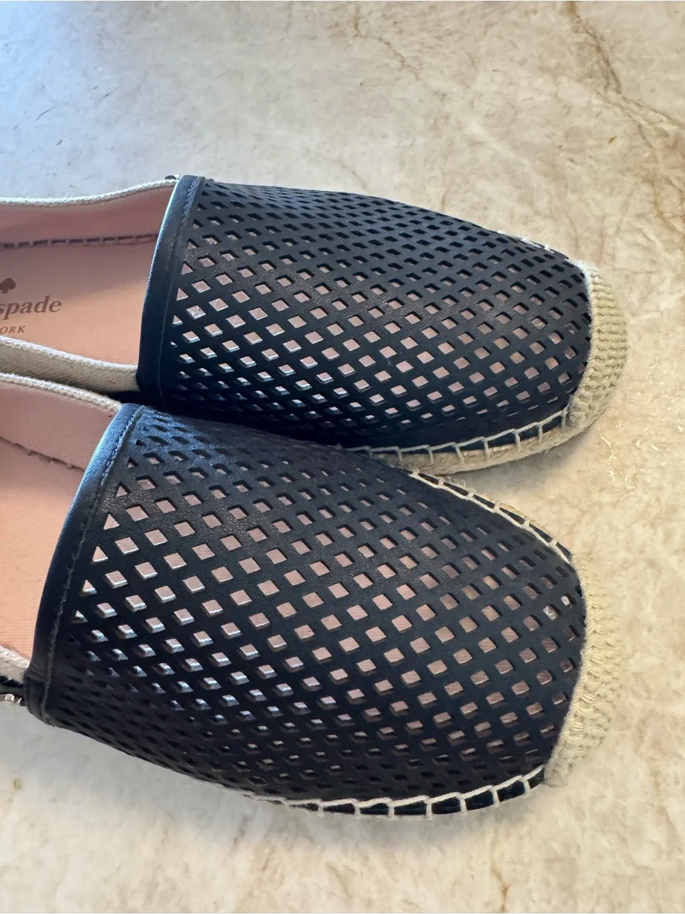 kate spade Black Perforated Espadrille Slip-Ons - Picture 11 of 12